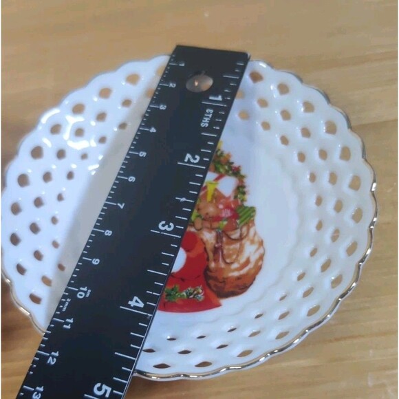 Lot Of 2 Vtg REUTTER PORCELAIN Christmas Santa HOLIDAY BOWL W/ PIERCED RIM - Picture 4 of 9